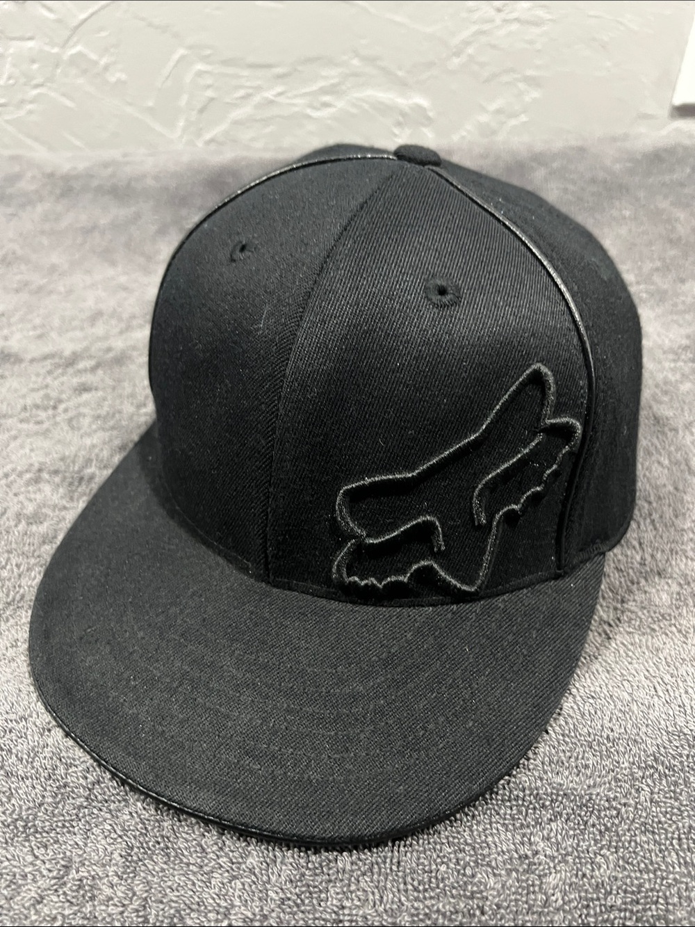 ๐ฅ๐ฅ FOX Racing Flex 45 Fox Head Logo All Black Flexfit Fitted Hat Cap M/L